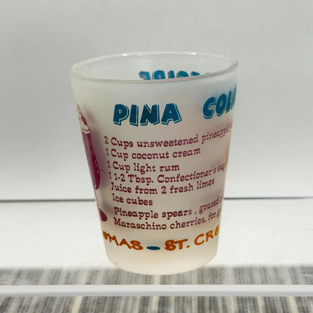 US Virgin Islands Pina Colada Recipe Frosted Shot Glass St Thomas Croix John